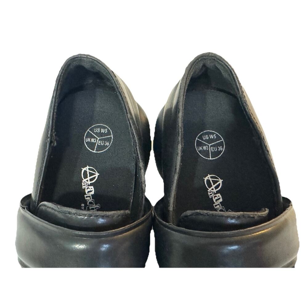 T.U.K. Anarchic Black Bubble Loafers Chunky Platform Slip On Shoes Sculpted Heel - Picture 5 of 9